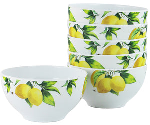 6pc Melamine Bowl Set, Fresh Lemons