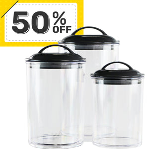 6pc Acrylic Canister Set, Black