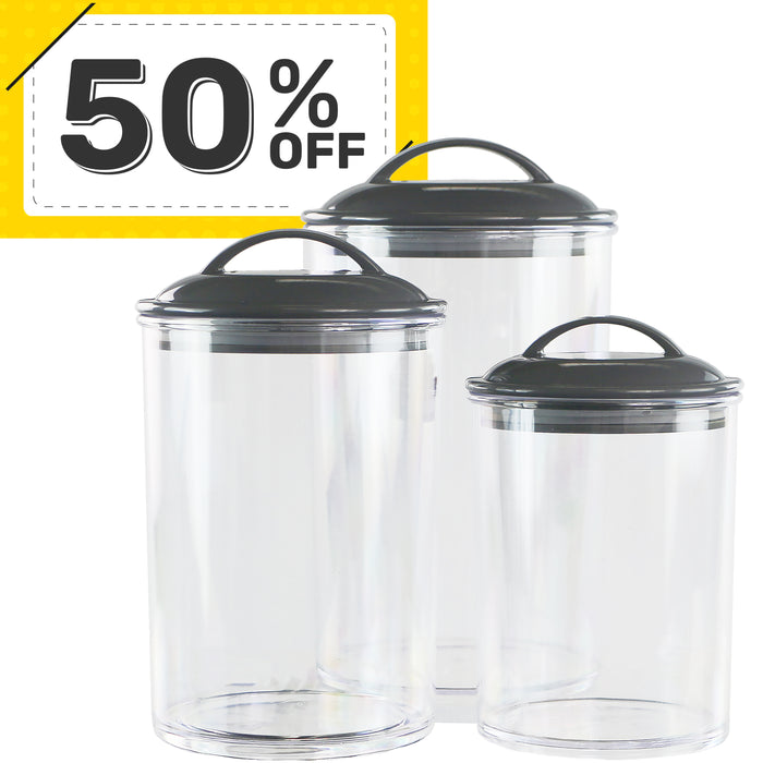 6pc Acrylic Canister Set, Charcoal