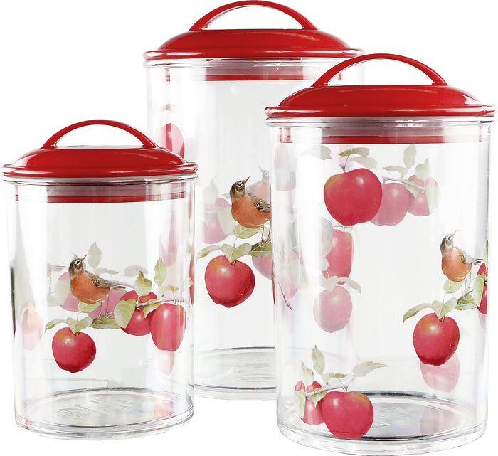 Calypso Basics by Reston Lloyd Acrylic Storage Canisters, Set of 3 - Harvest Apples