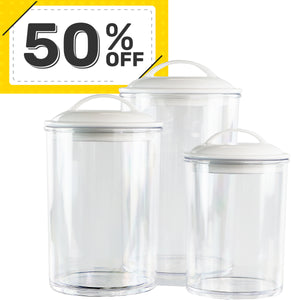 6pc Acrylic Canister Set, White