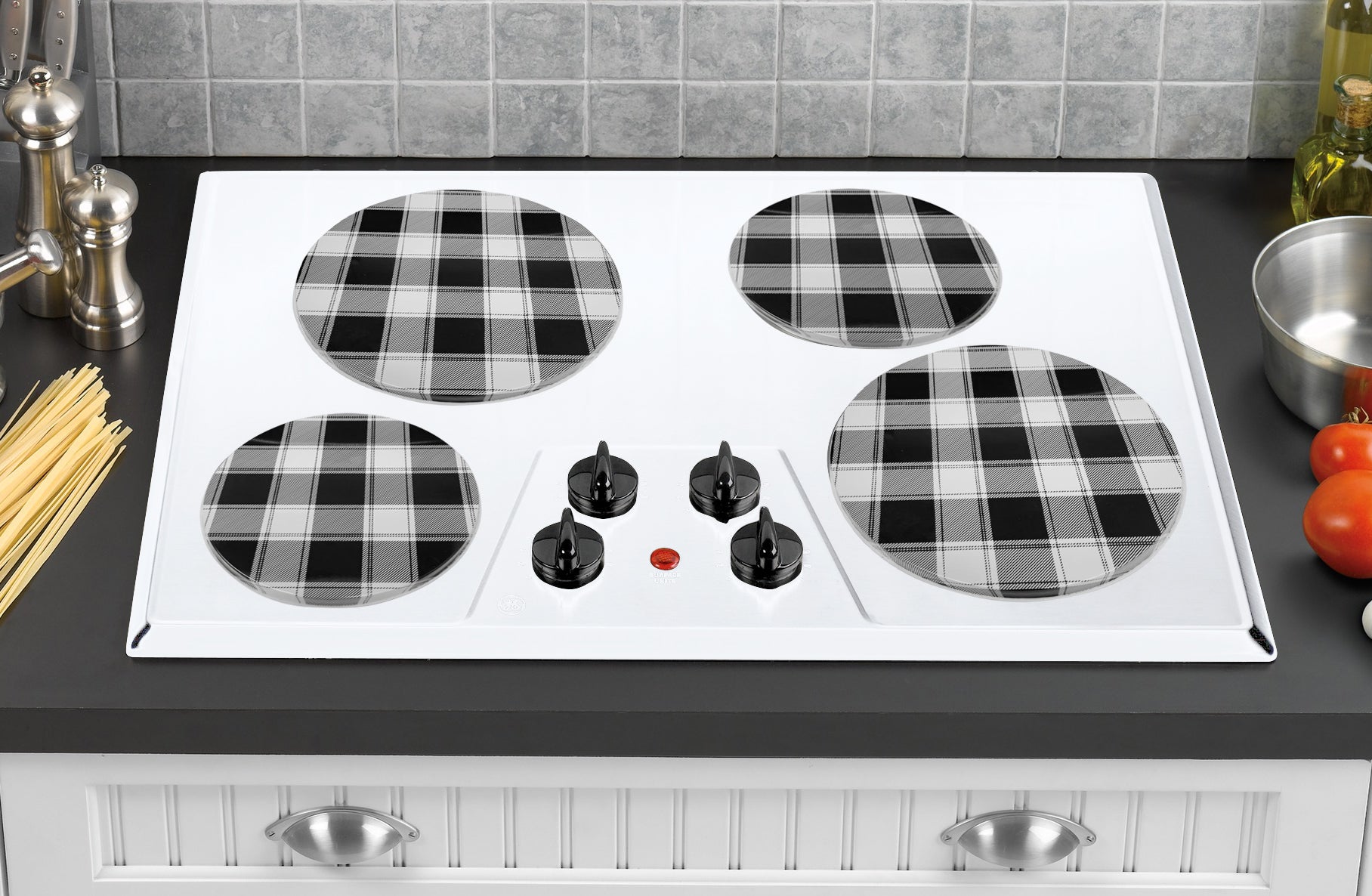 Cooktop Burner Covers Tin Burner Cover Set, Calypso Basics, Plain