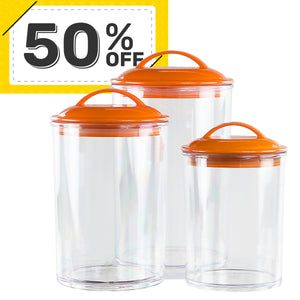 6pc Acrylic Canister Set, Orange