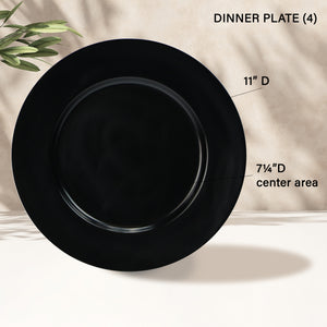 12pc Melamine Dinner Set, Black