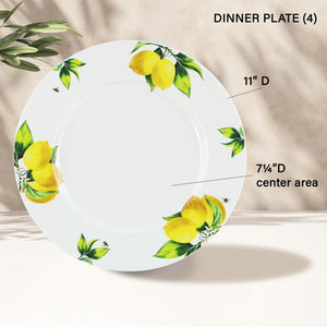 12pc Melamine Dinner Set, Fresh Lemons