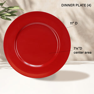 12pc Melamine Dinner Set, Red