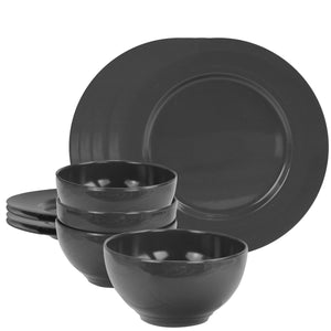 12pc Melamine Dinner Set, Charcoal