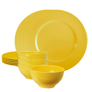 12pc Melamine Dinner Set, Lemon