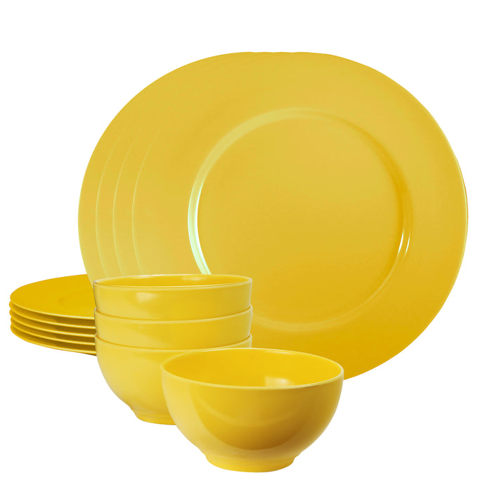 12pc Melamine Dinner Set, Lemon