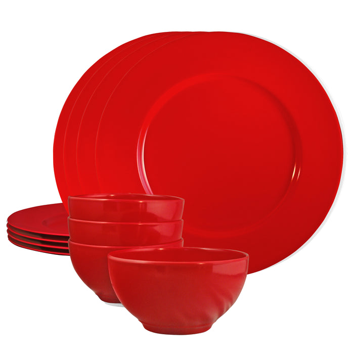 12pc Melamine Dinner Set, Red