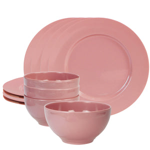 12pc Melamine Dinner Set, Pink