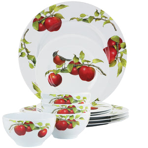 12pc Melamine Dinner Set, Harvest Apples