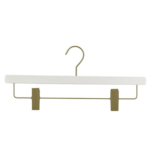 Metropolis Series, Pant & Skirt Hanger with Adjustable Clips, Trend 40D, White, Gold Hook
