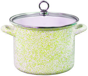 2.5 QT Enamel on Steel Stock Pot, Lime Speckle