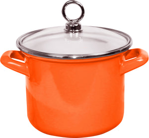 2.5 QT Enamel on Steel Stock Pot, Orange
