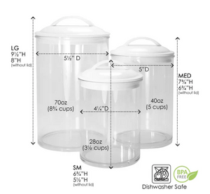 Calypso Basics by Reston Lloyd Acrylic Storage Canisters, Set of 3 - Harvest Apples