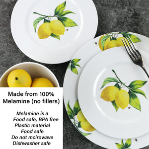 12pc Melamine Dinner Set, Fresh Lemons