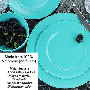 12pc Melamine Dinner Set, Turquoise