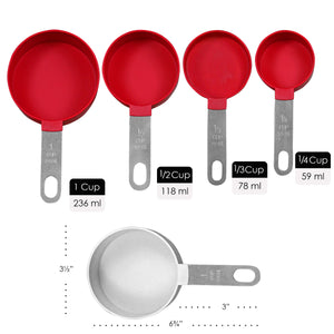 4pc Measuring Cup Set, Red