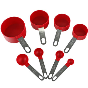 8pc Measuring Spoon & Cup Set, Red