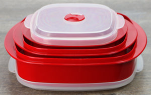 6pc Microwave Cookware & Storage Set, Red