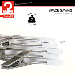 Metropolis Series, Pant & Skirt Hanger with Adjustable Clips, Trend 40D, White, Silver Hook