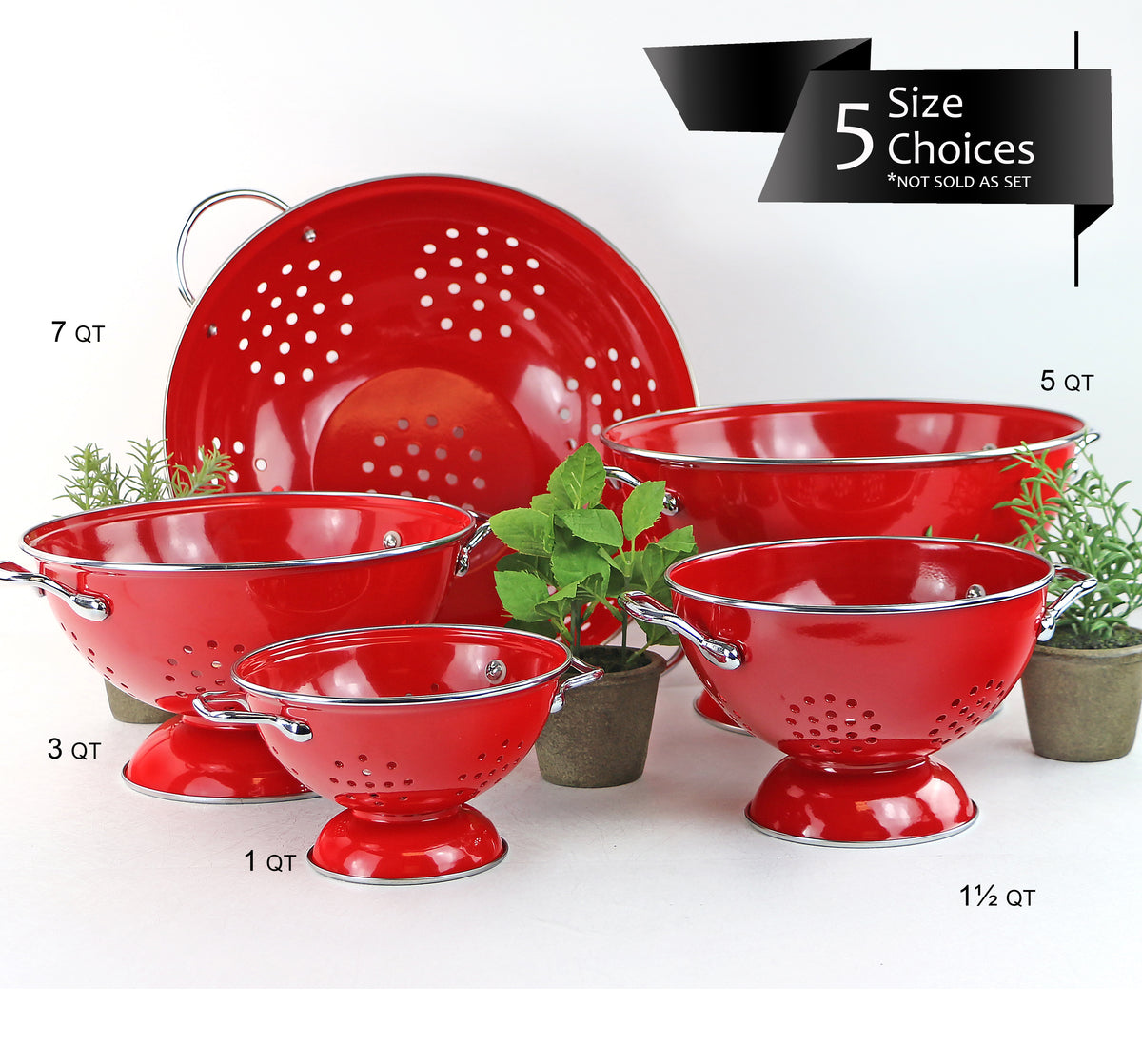 Powder Coated Colanders, Various Sizes, Red – Reston Lloyd