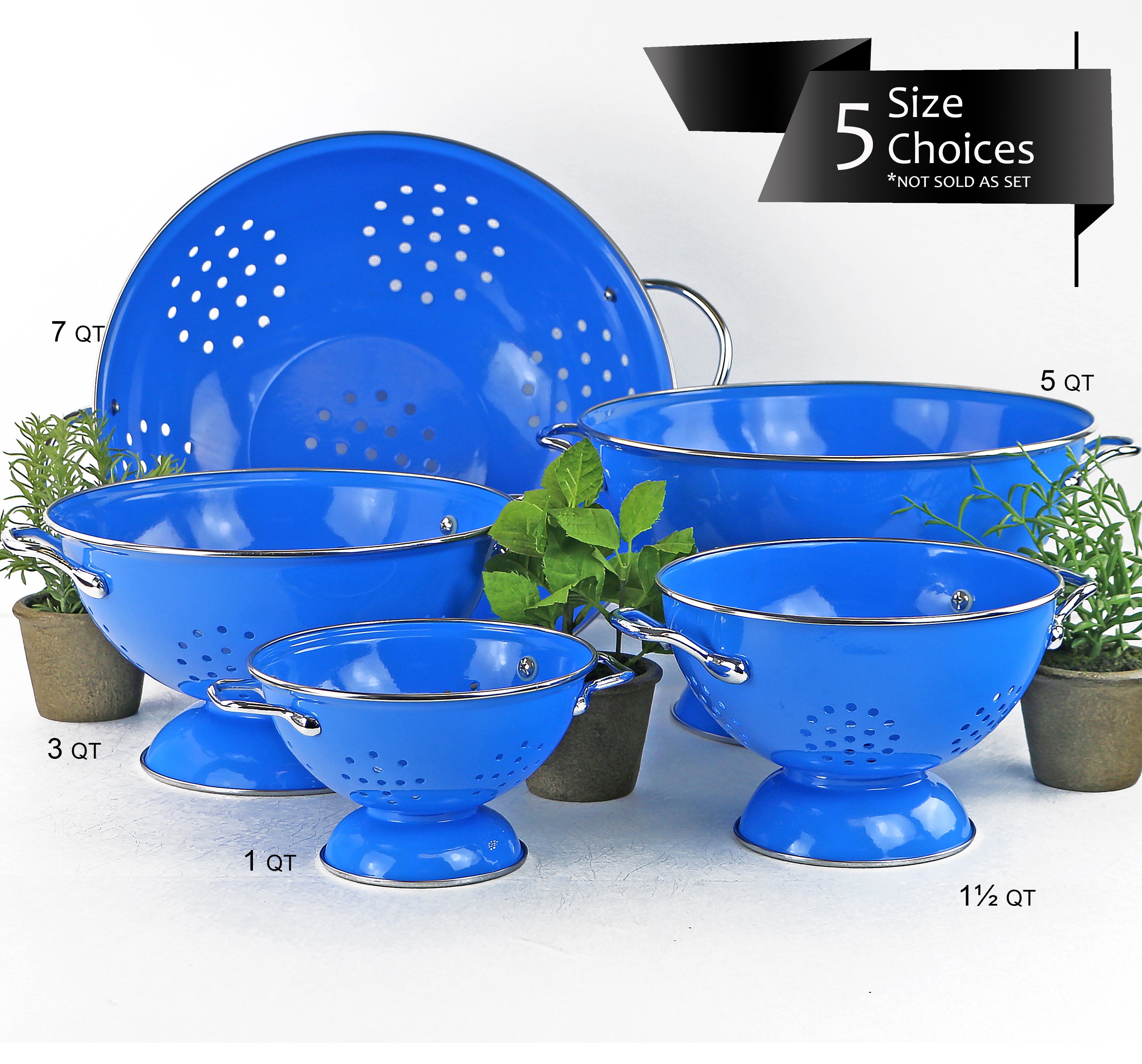 Powder Coated Colanders, Various Sizes, Azure – Reston Lloyd