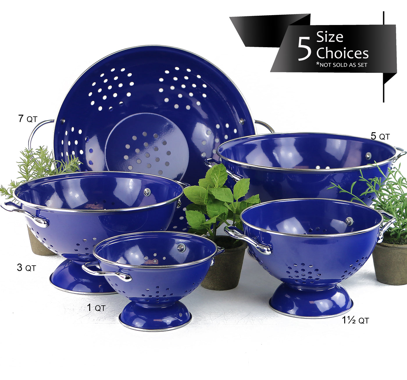 Colander Coated Powder Coated Colanders, Various Sizes, Indigo – Reston Lloyd