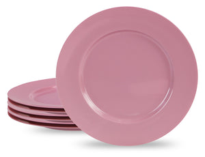 6pc Melamine Salad Plate Set, Pink