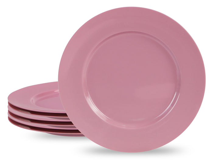 6pc Melamine Dinner Plate Set, Pink