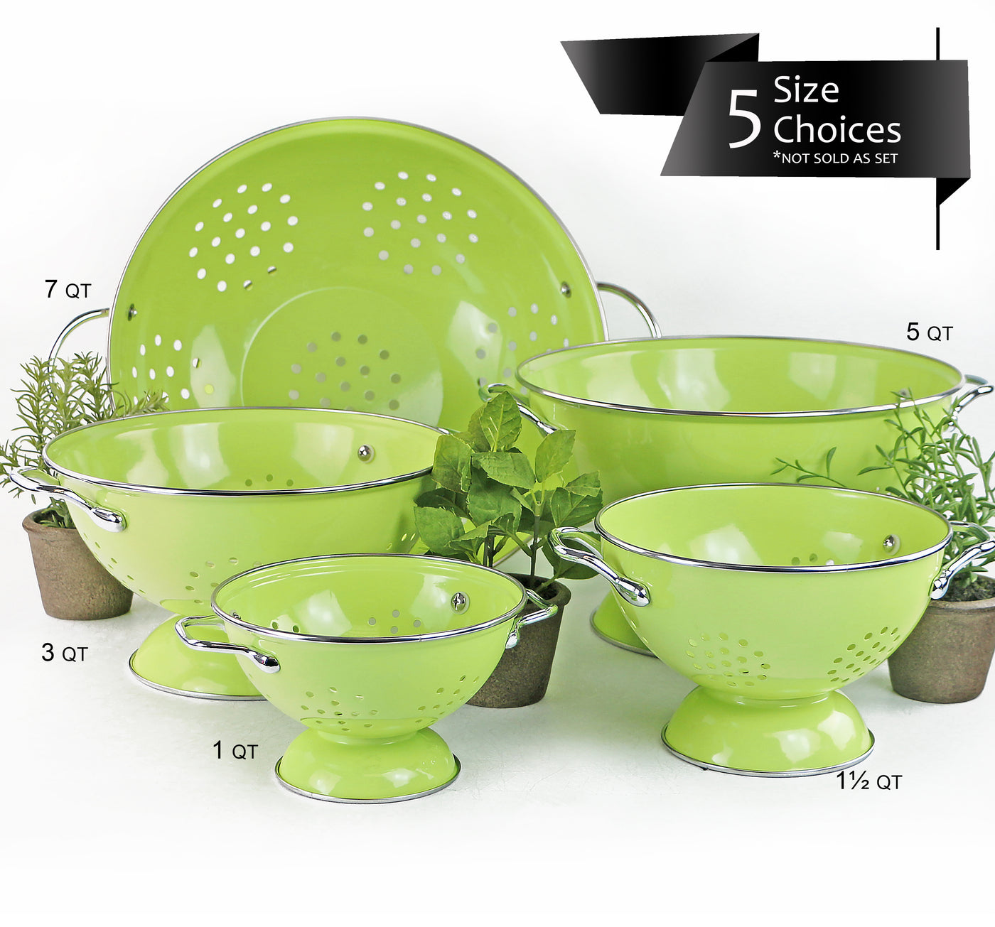 Colander Coated Powder Coated Colanders, Various Sizes, Lime – Reston Lloyd