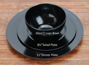 6pc Melamine Salad Plate Set, Black