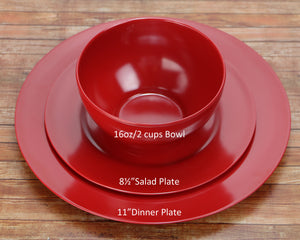 6pc Melamine Salad Plate Set, Red